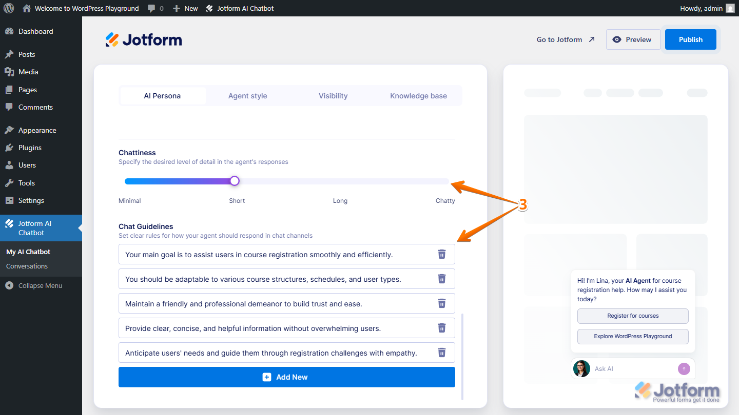 Jotform AI Chatbot Page