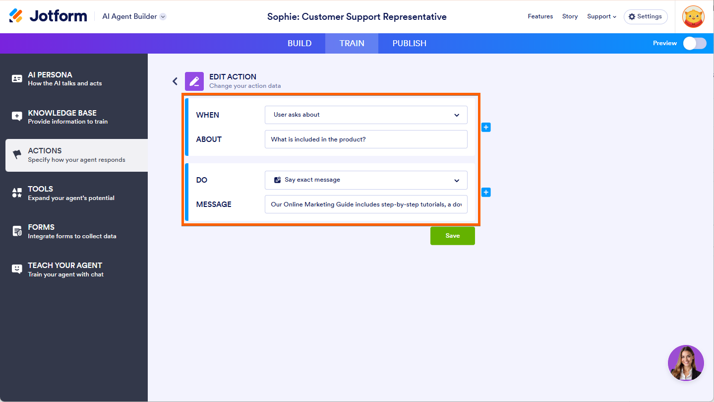 Setup Actions in AI Agent Builder in Jotform