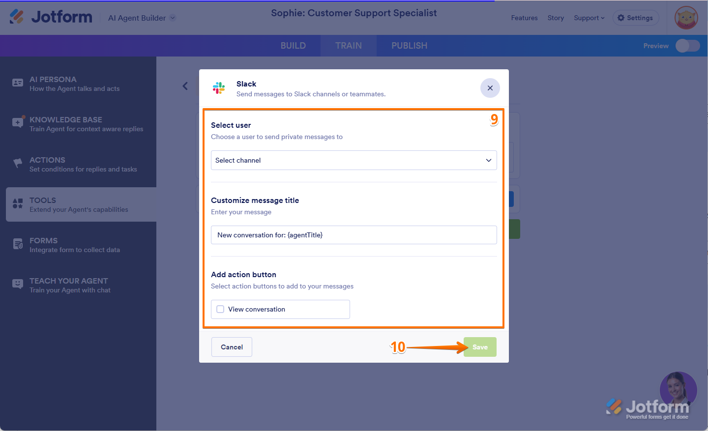 Setup your Slack Integration AI Agent Jotform