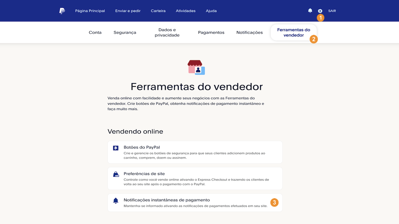 Ferramentas do vendedor - PayPal