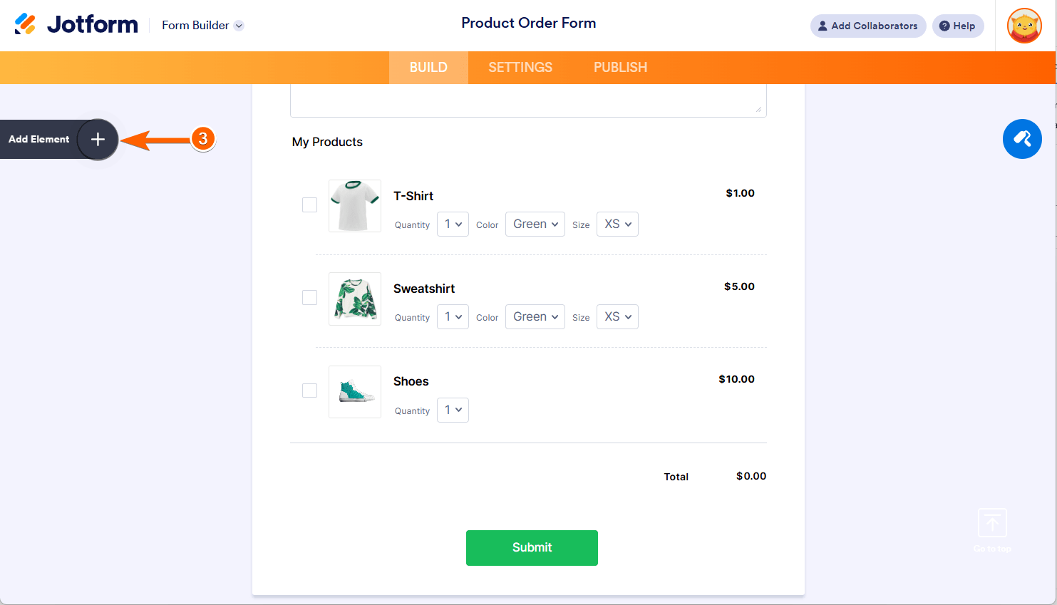 Add Element button in the Jotform Form Builder