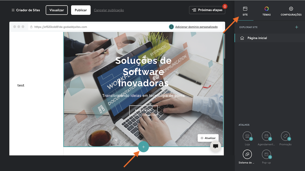 Adicionar nova seção no GoDaddy