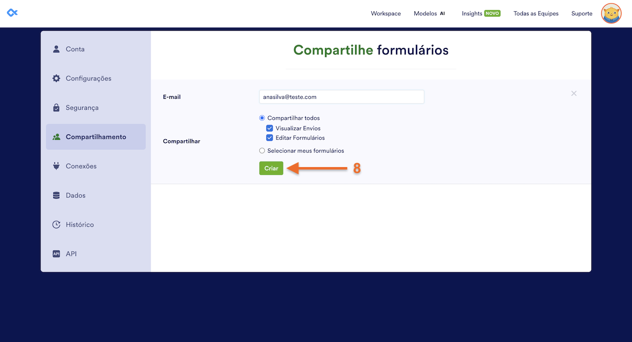 Compartilhando um Formulário como Subusuário - 4