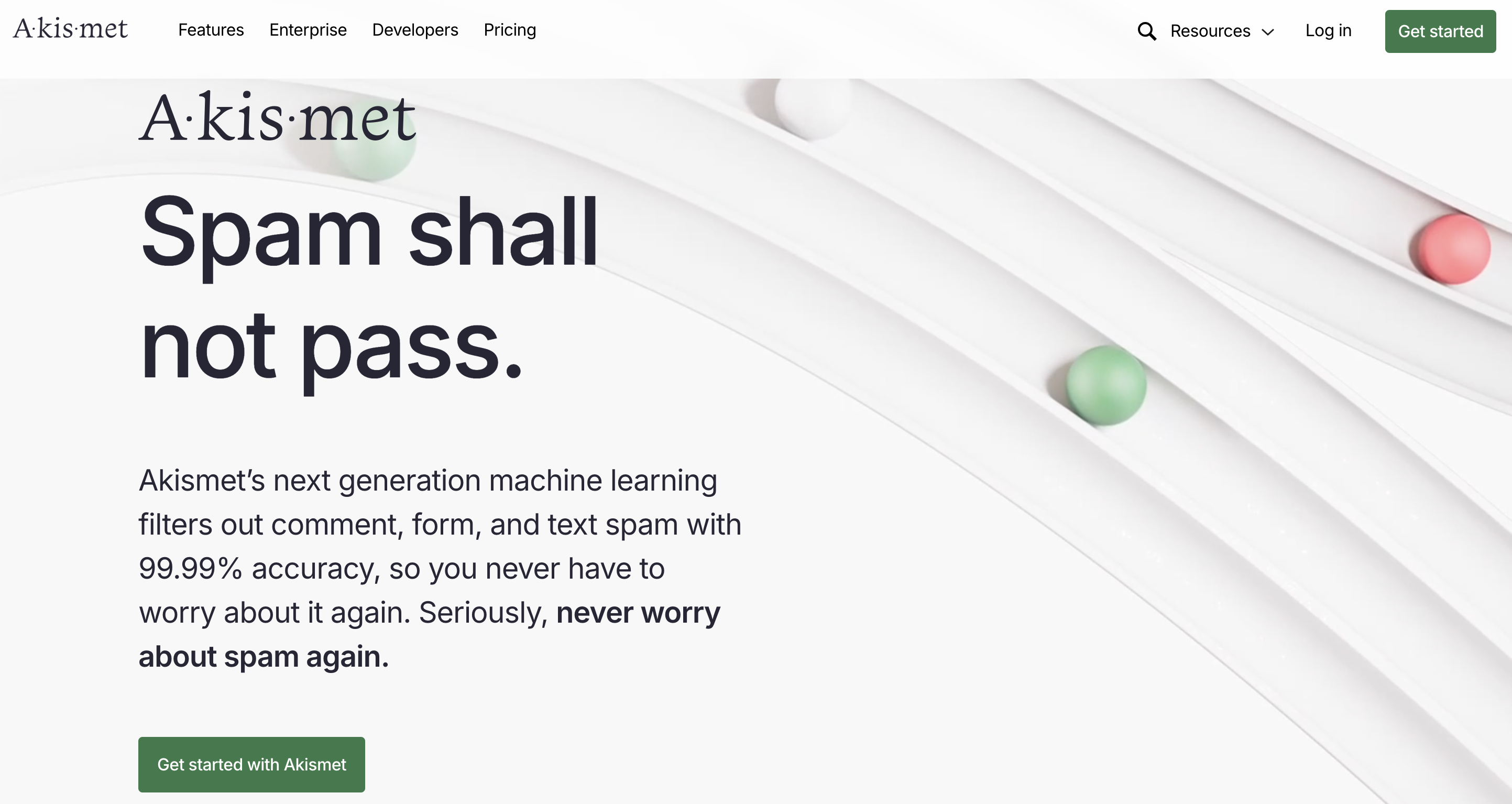 Akismet landing page