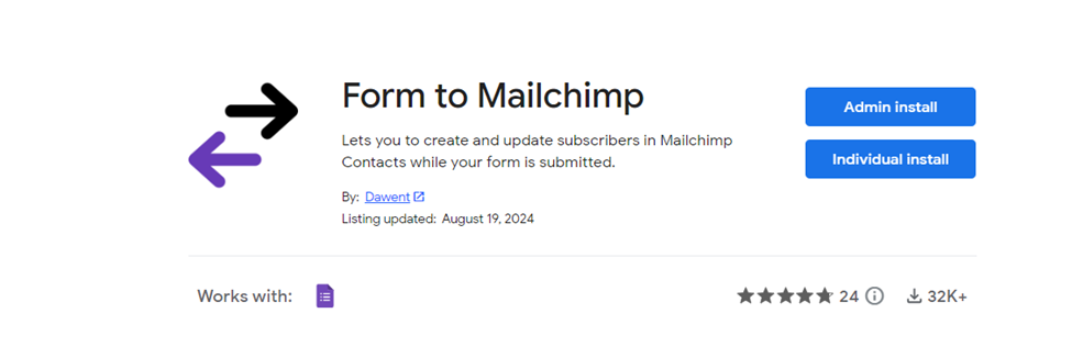 Form to Mailchimp plug-in interface