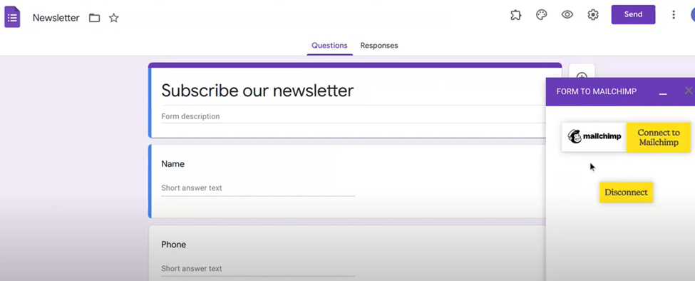 Form to Mailchimp popup