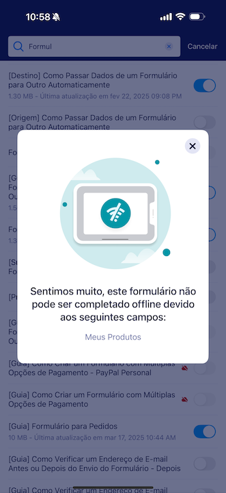 Habilitando o uso de formulários offline no app Jotform Formulários Móveis - 4
