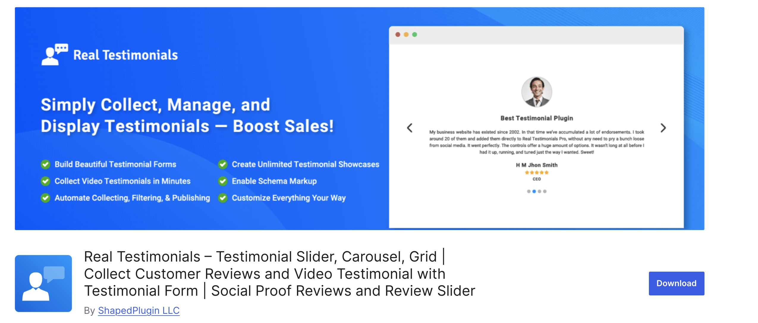 Real Testimonials landing page