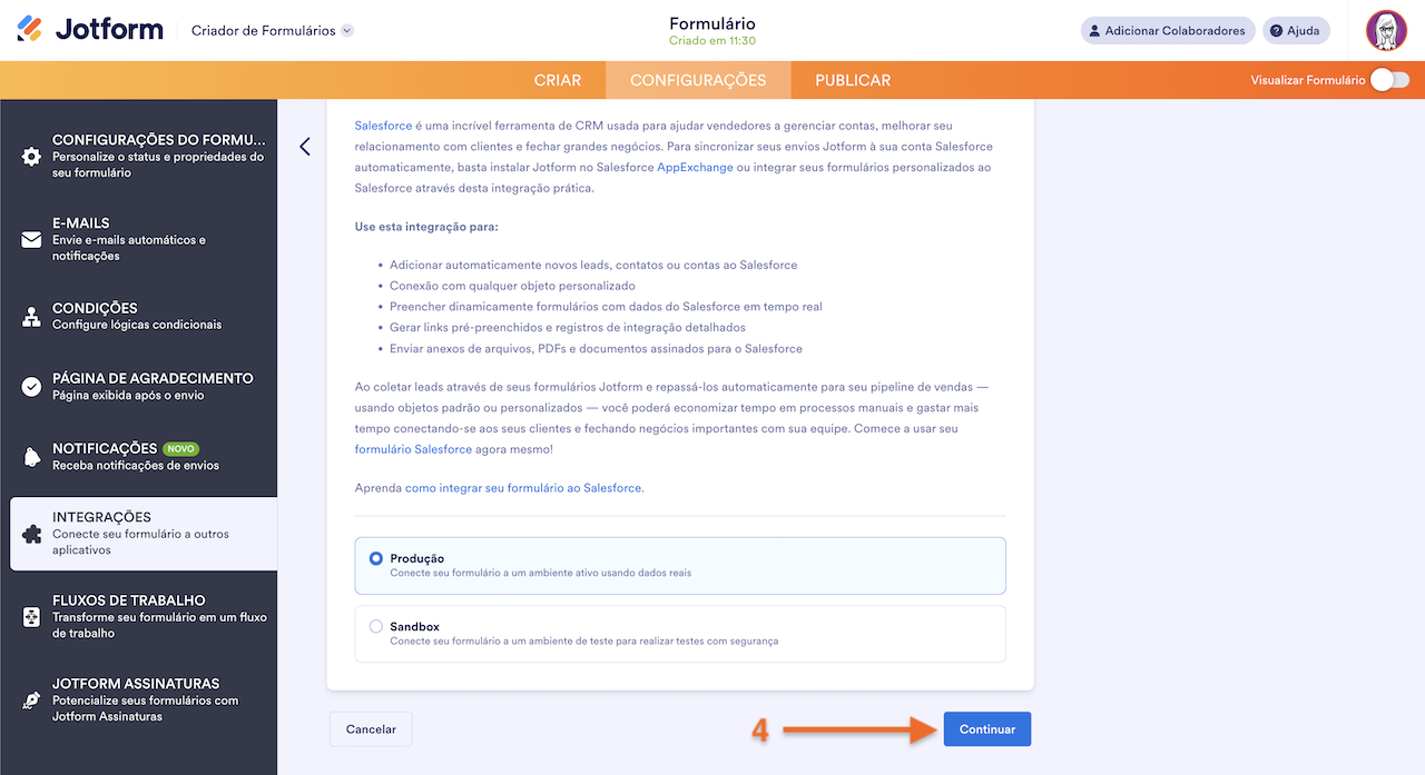 Autenticando integração ao Salesforce