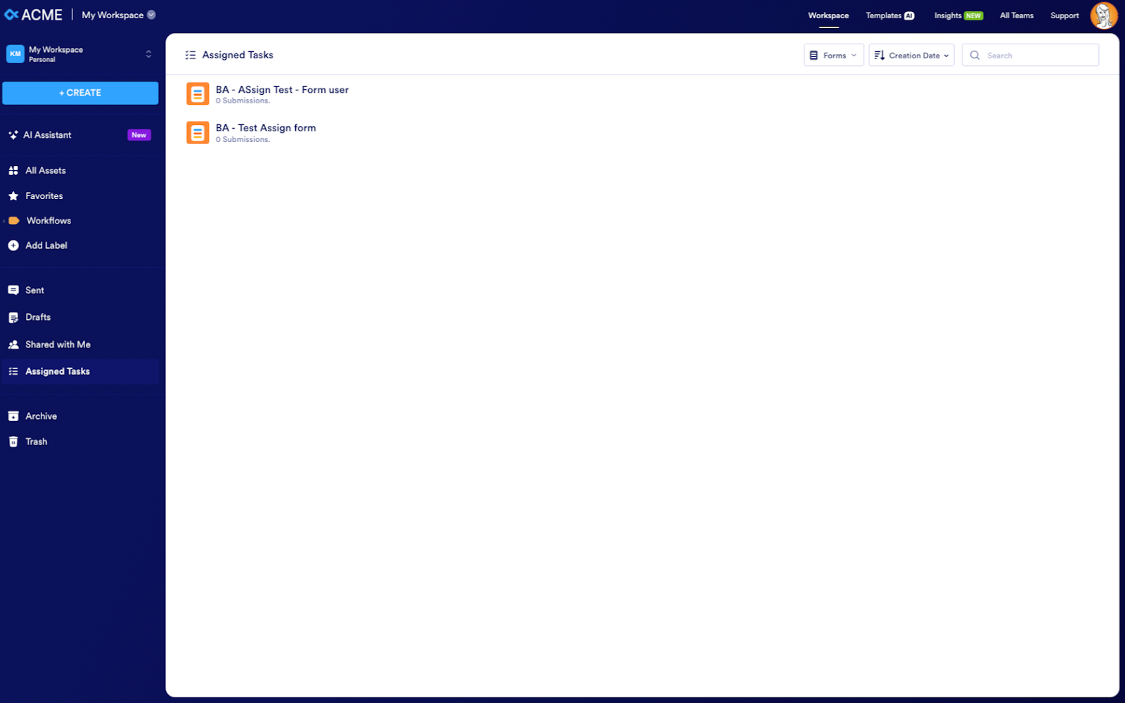 Viewing the My Workspace page for the guest users
