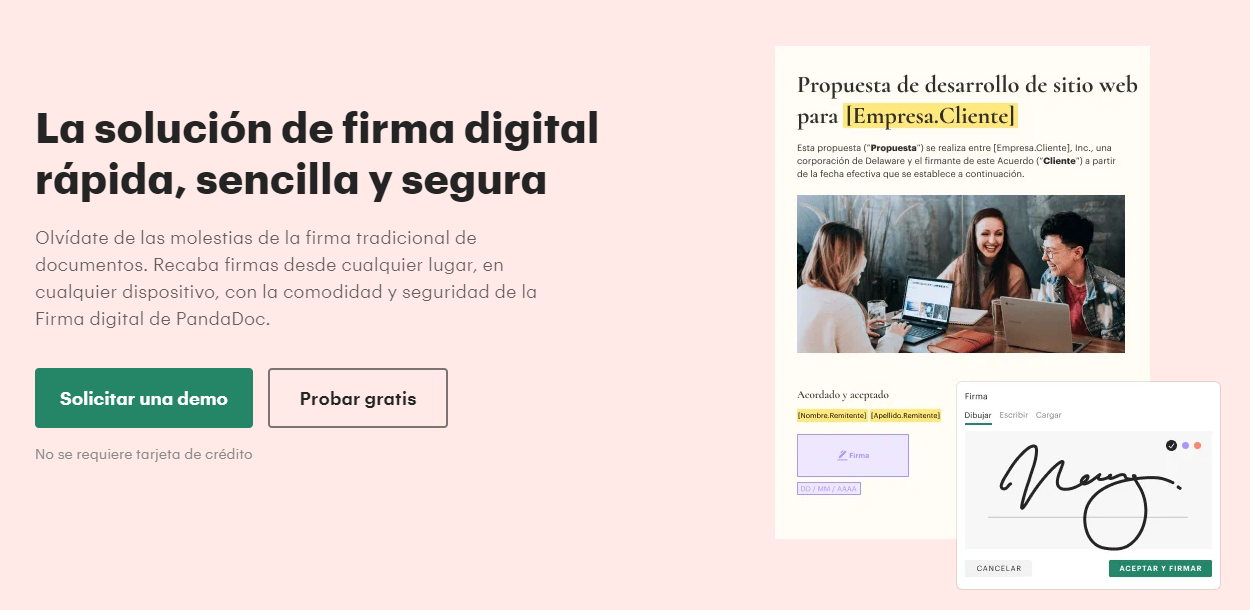 Interfaz de usuario de Pandadoc