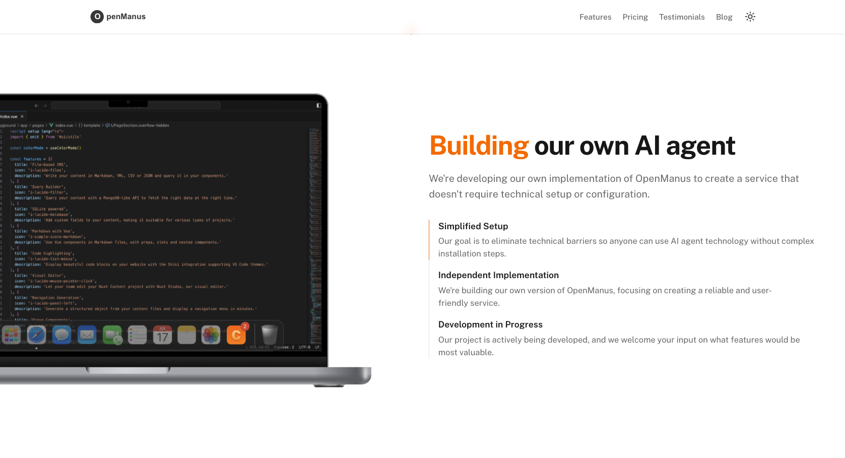 OpenManus Landing Page