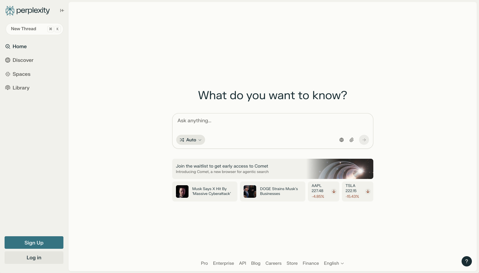 User Interface of Perplexity