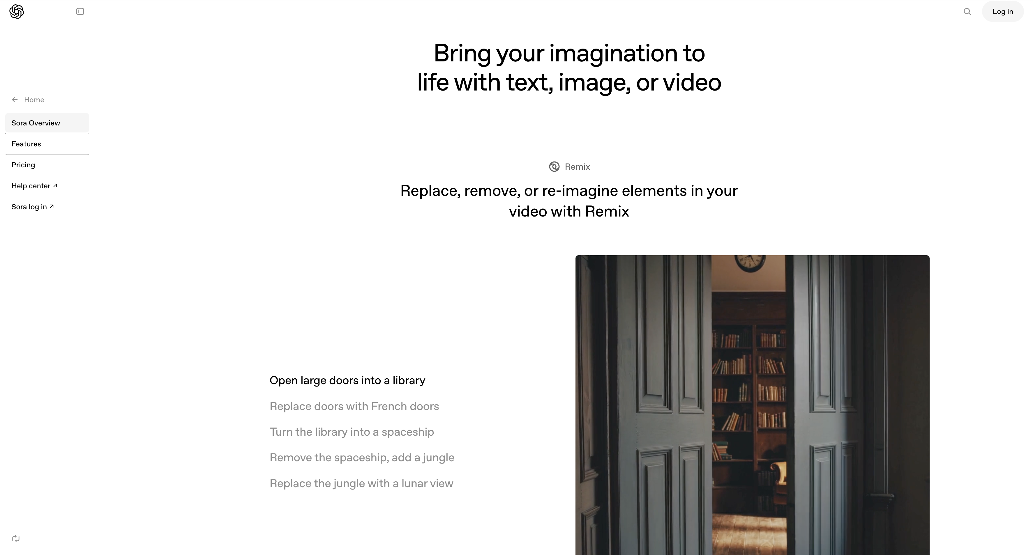Sora Landing Page