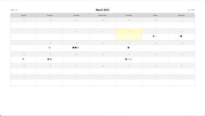 Sample Calendar Report Listing in Jotform