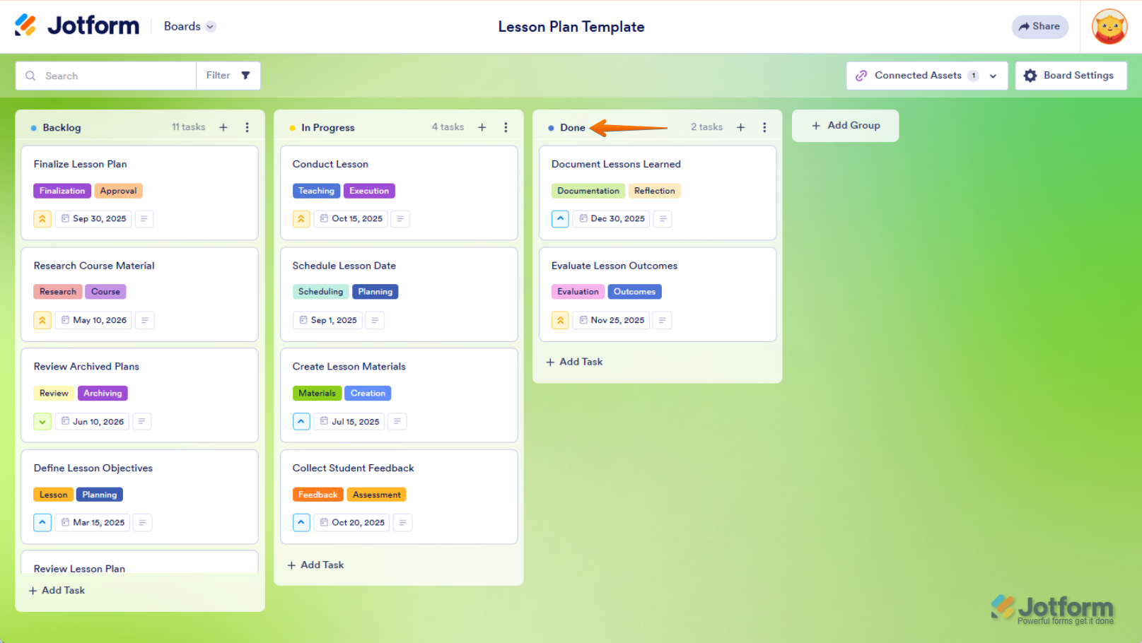 Alternatively, double-click on the Group Title to edit it in Jotform Boards
