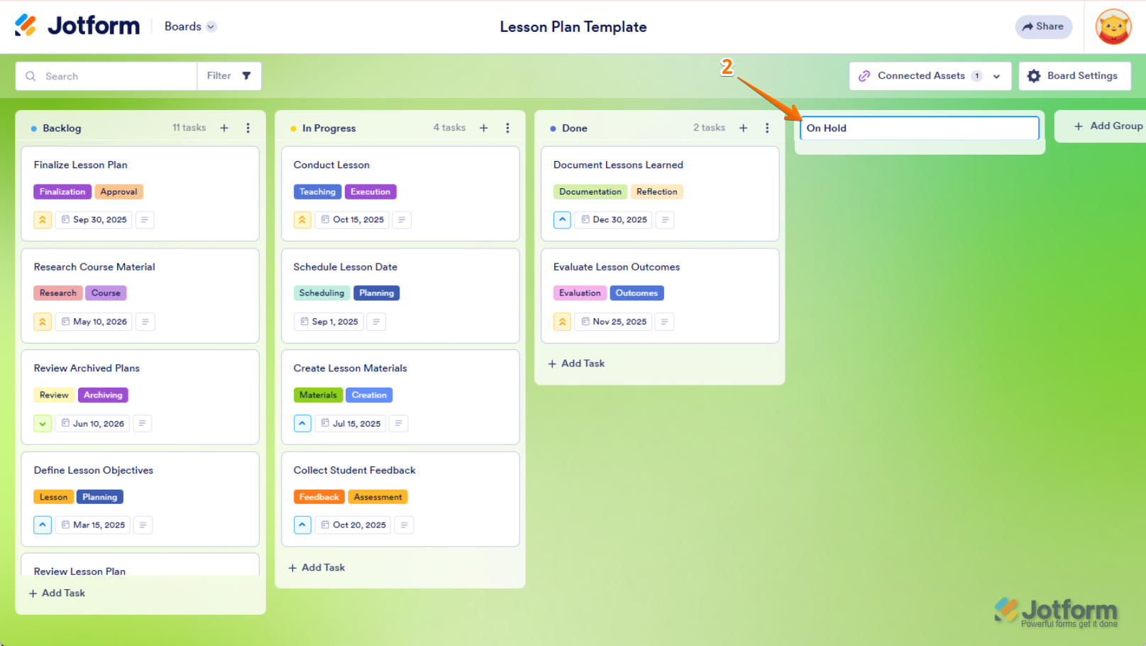Type a title for your group to name it in Jotform Boards.
