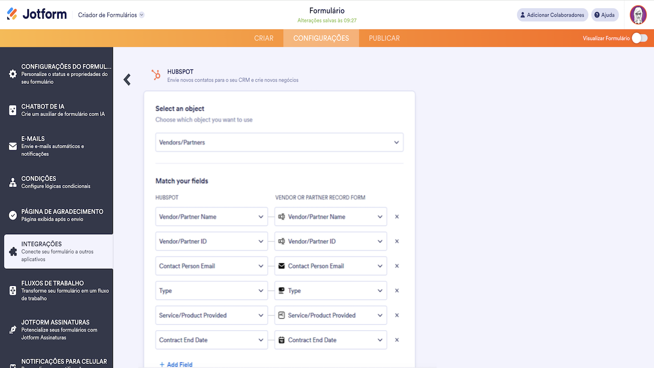 Criando registro personalizado na integração ao hubspot