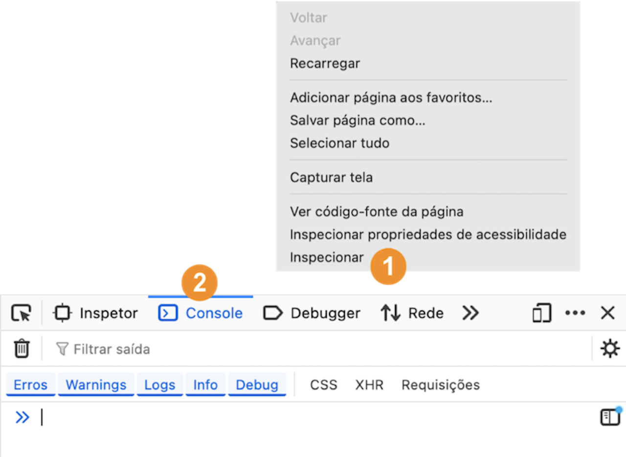 Inspecionar > Console (Mozilla)