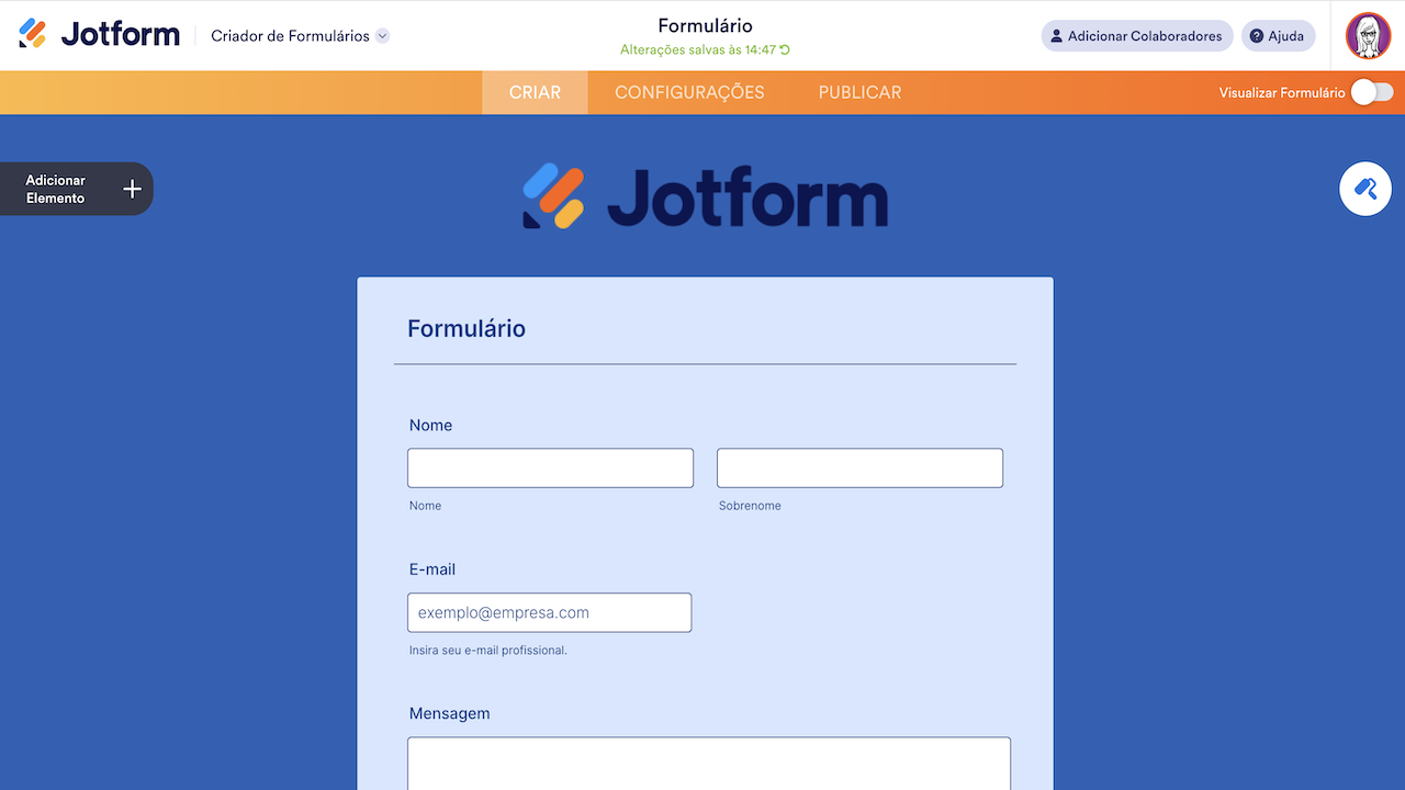 Criador de Formulários Jotform
