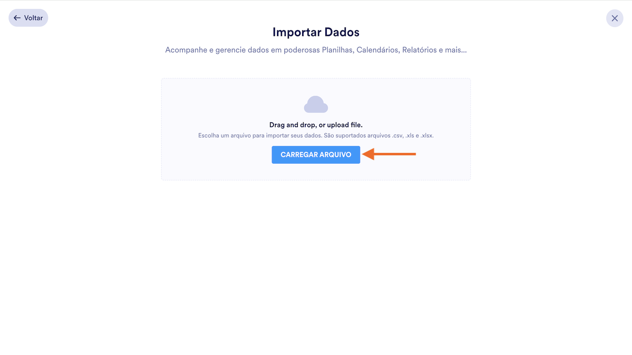 Enviando arquivo CSV ou Excel