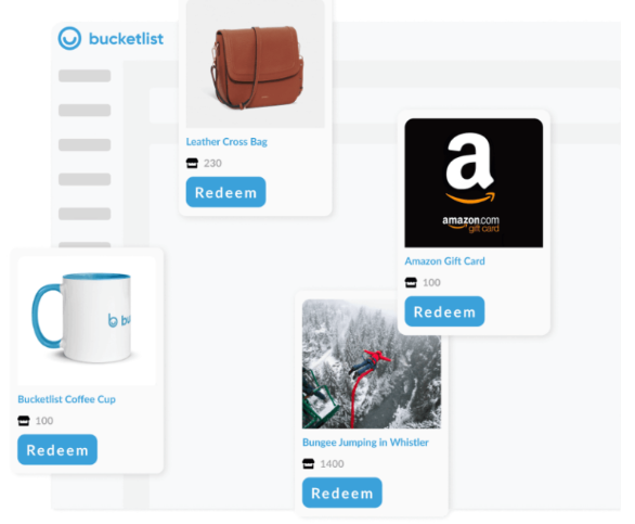 Bucketlist Rewards user interface