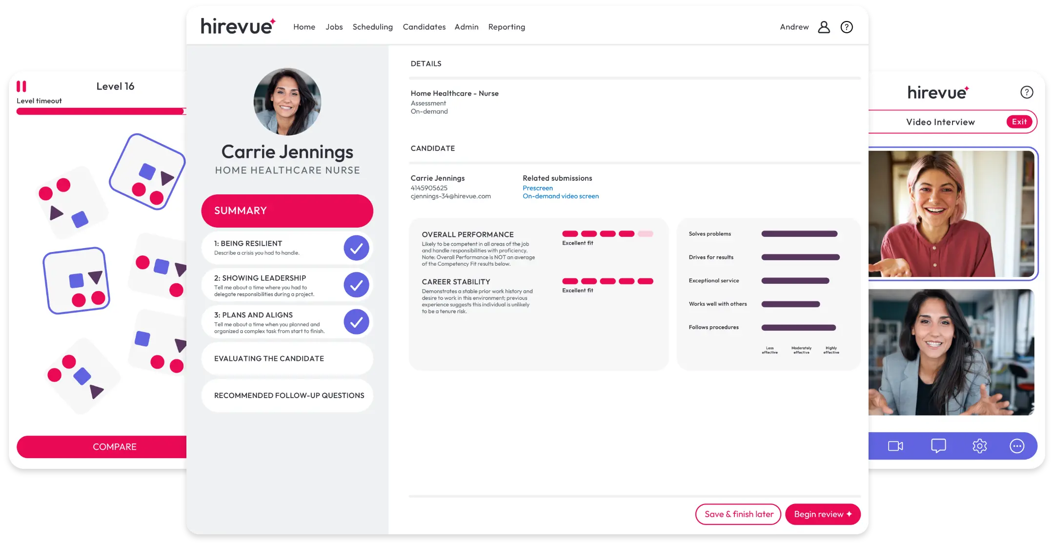 HireVue user interface