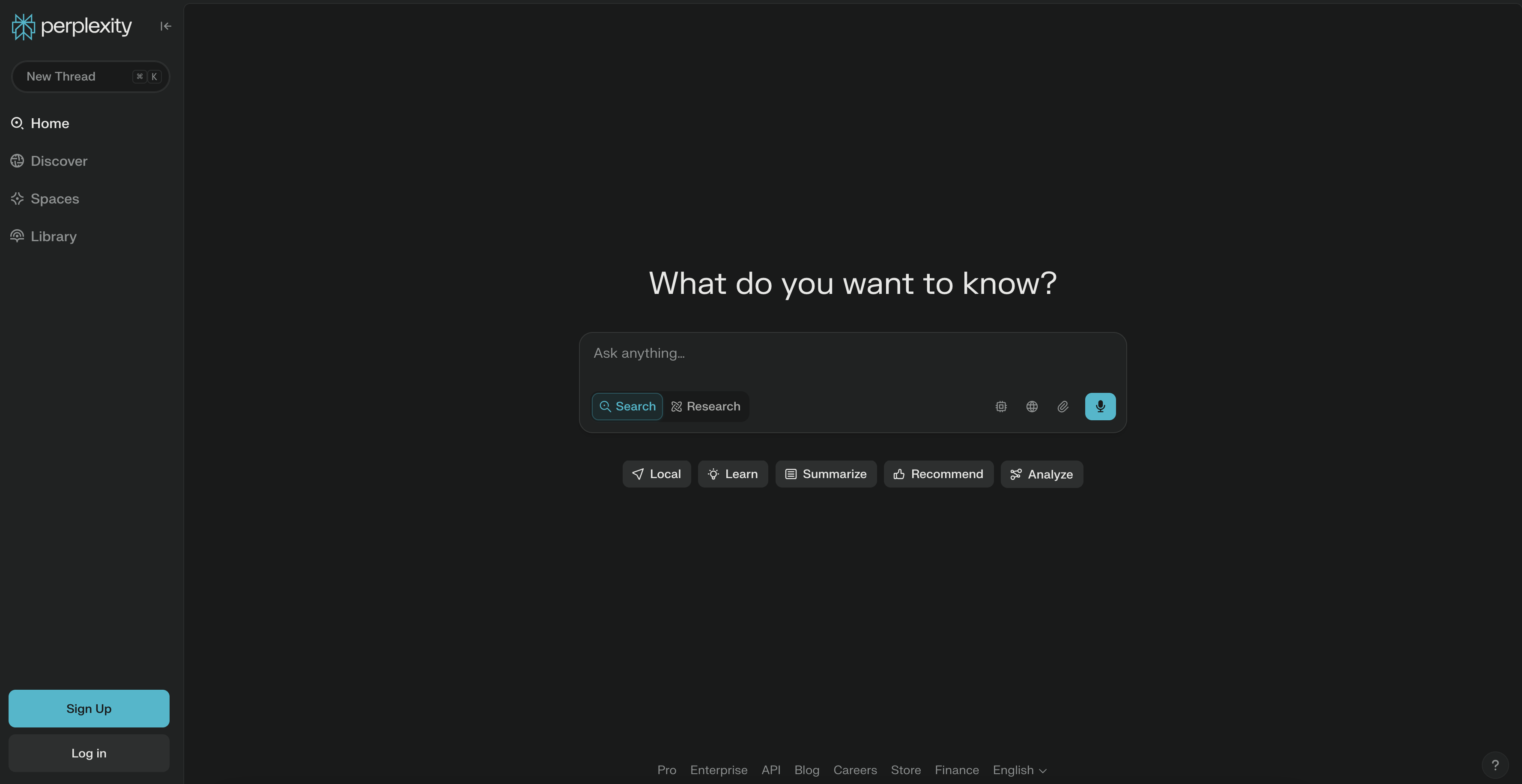Perplexity user interface