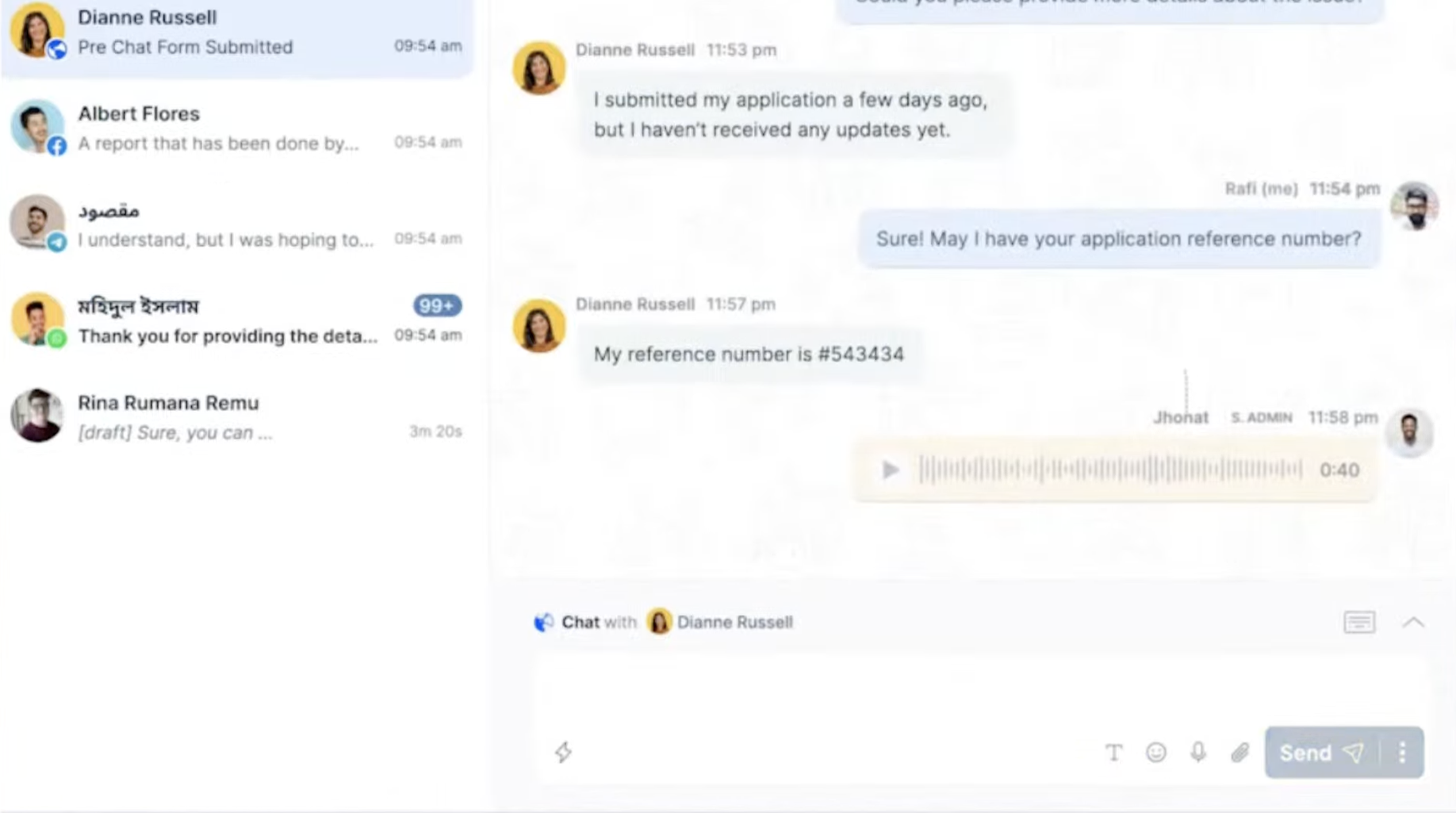 REVE Chat user interface