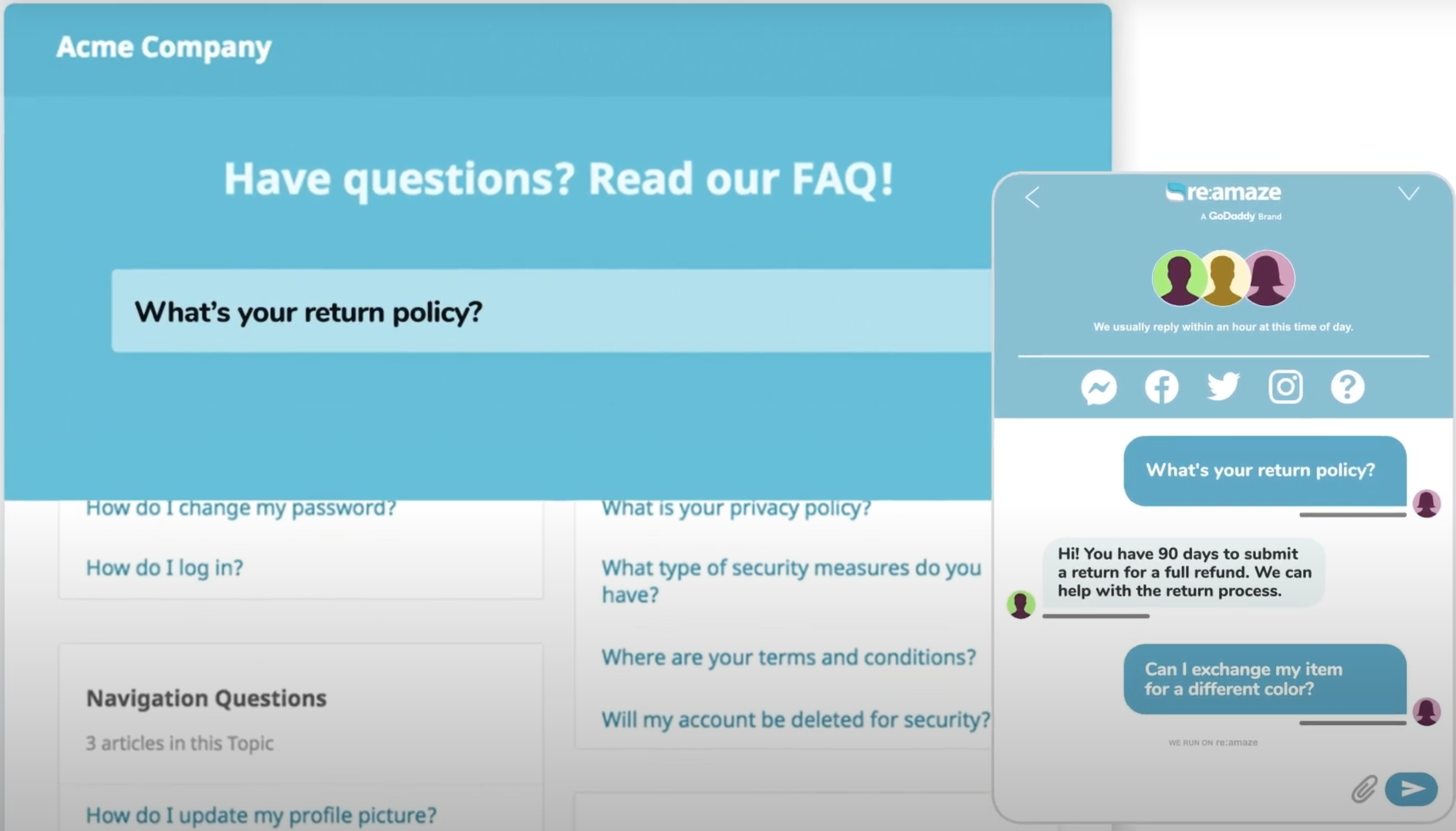 Re:amaze user interface