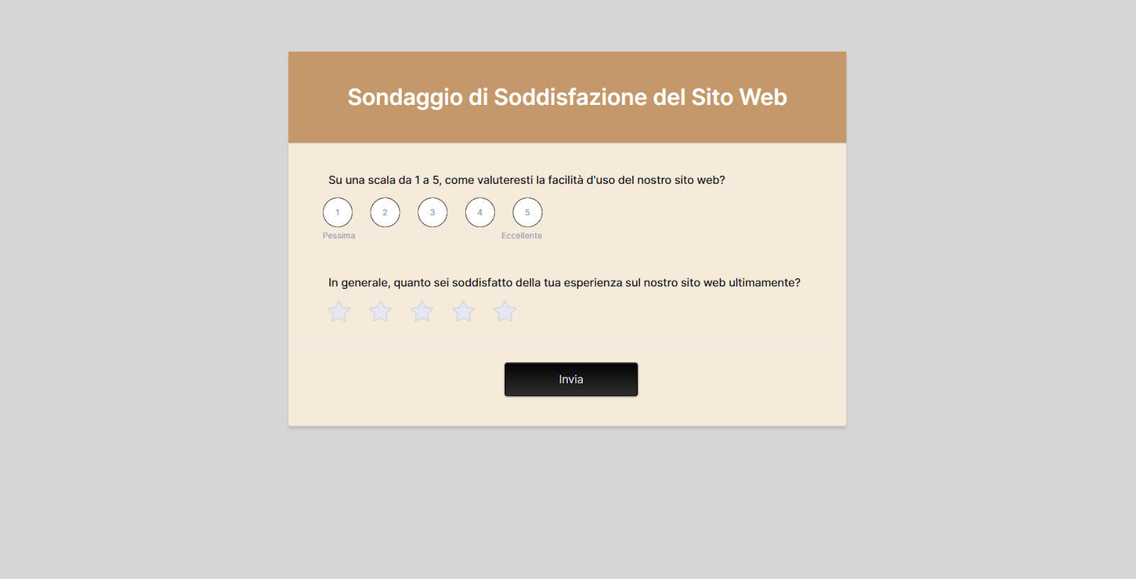 Screenshot del Sondaggio di Soddisfazione del Sito Web con la funzione pop-up attiva
