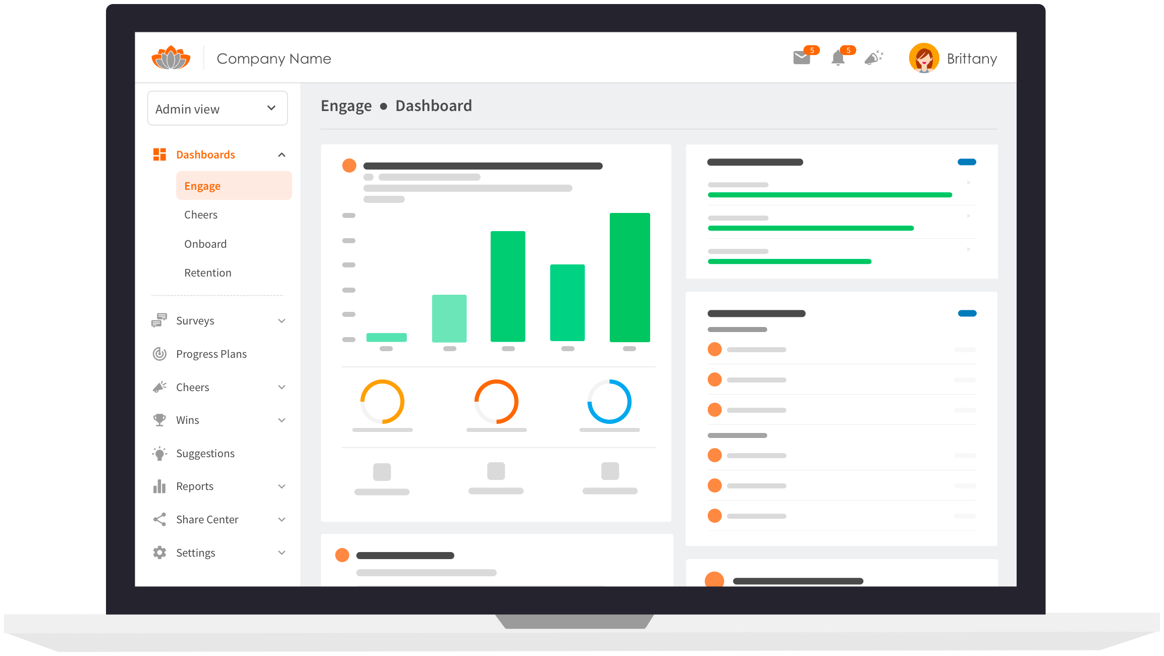User Interface of TINYpulse by WebMD Health Services