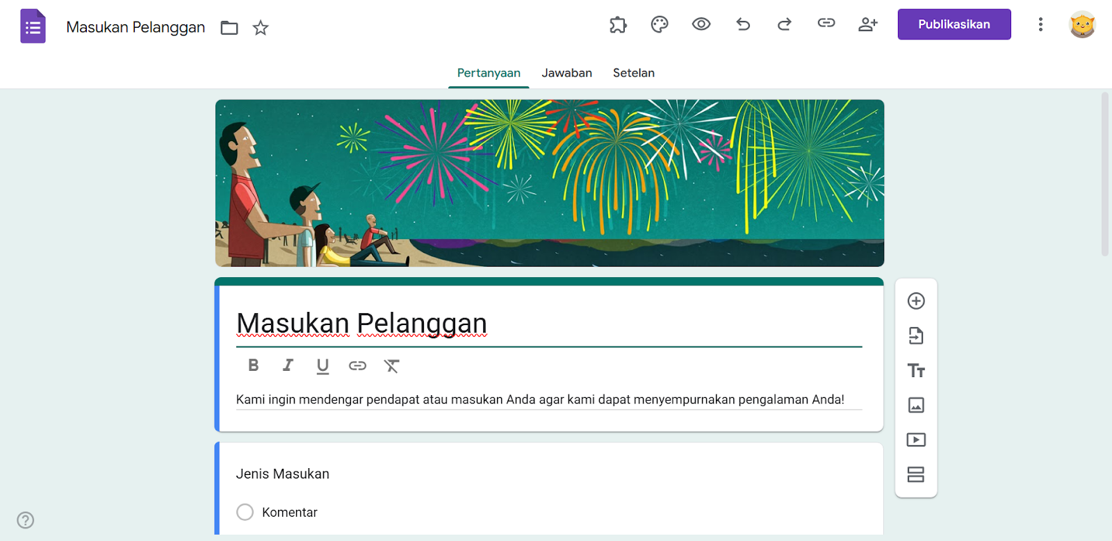 Formulir Umpan Balik Pelanggan di Google Forms