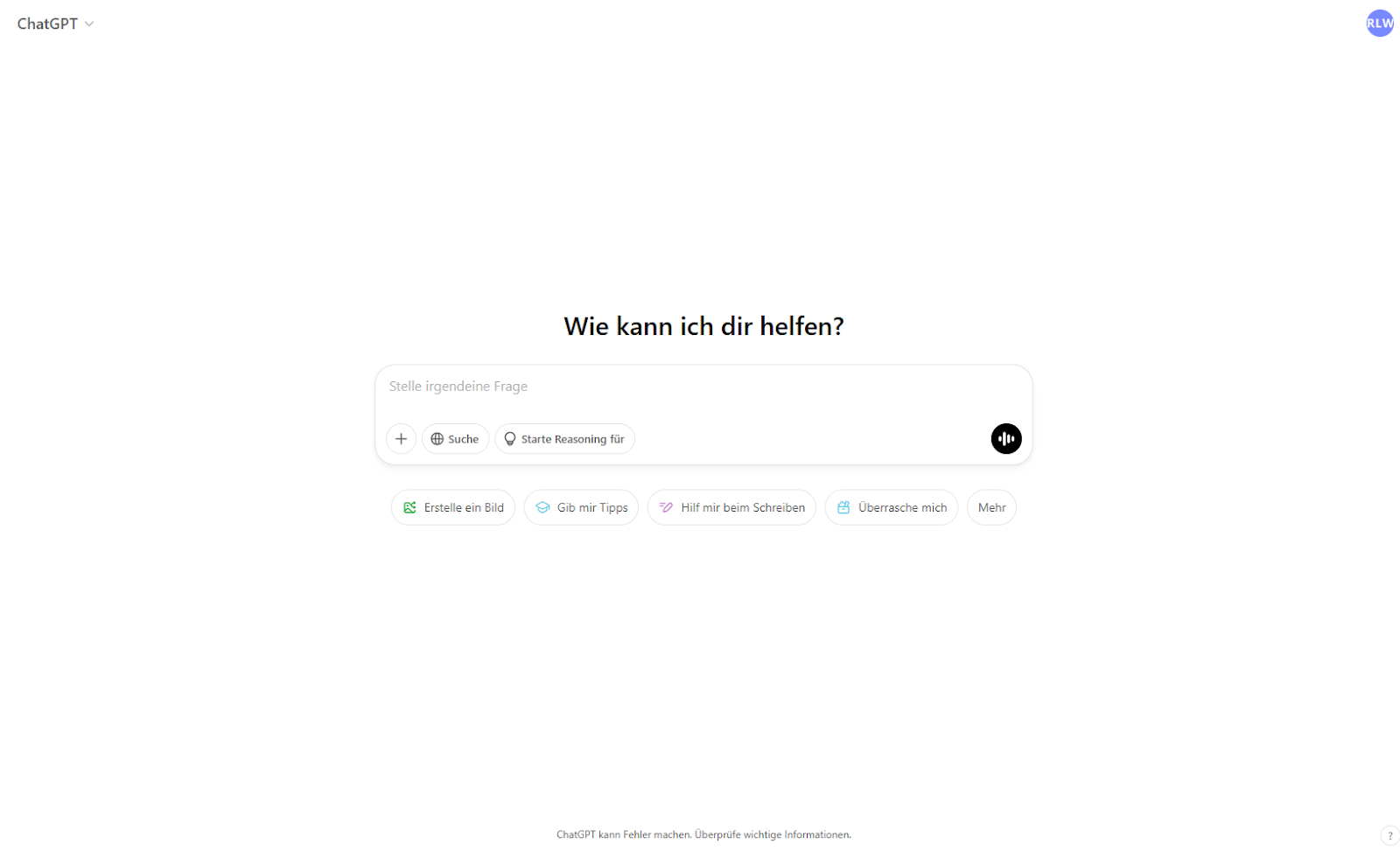 Benutzeroberfläche von ChatGPT