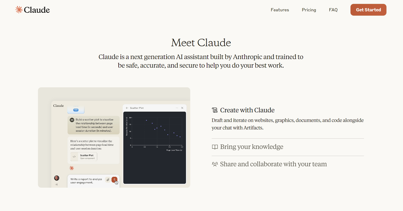 Landingpage von Claude