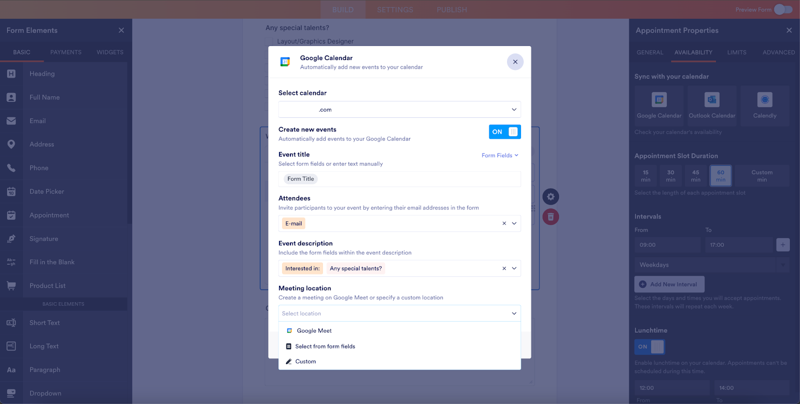Adding the event details to the Google Calendar window