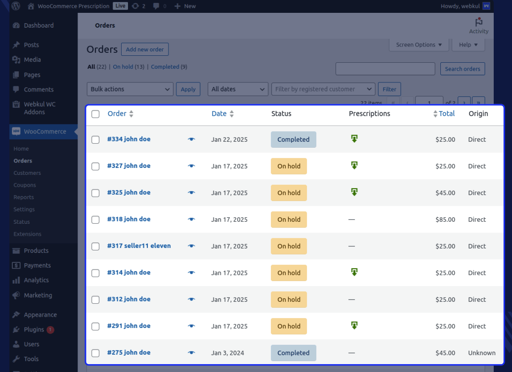 User Interface of Medical Prescription Attachment plug-in
