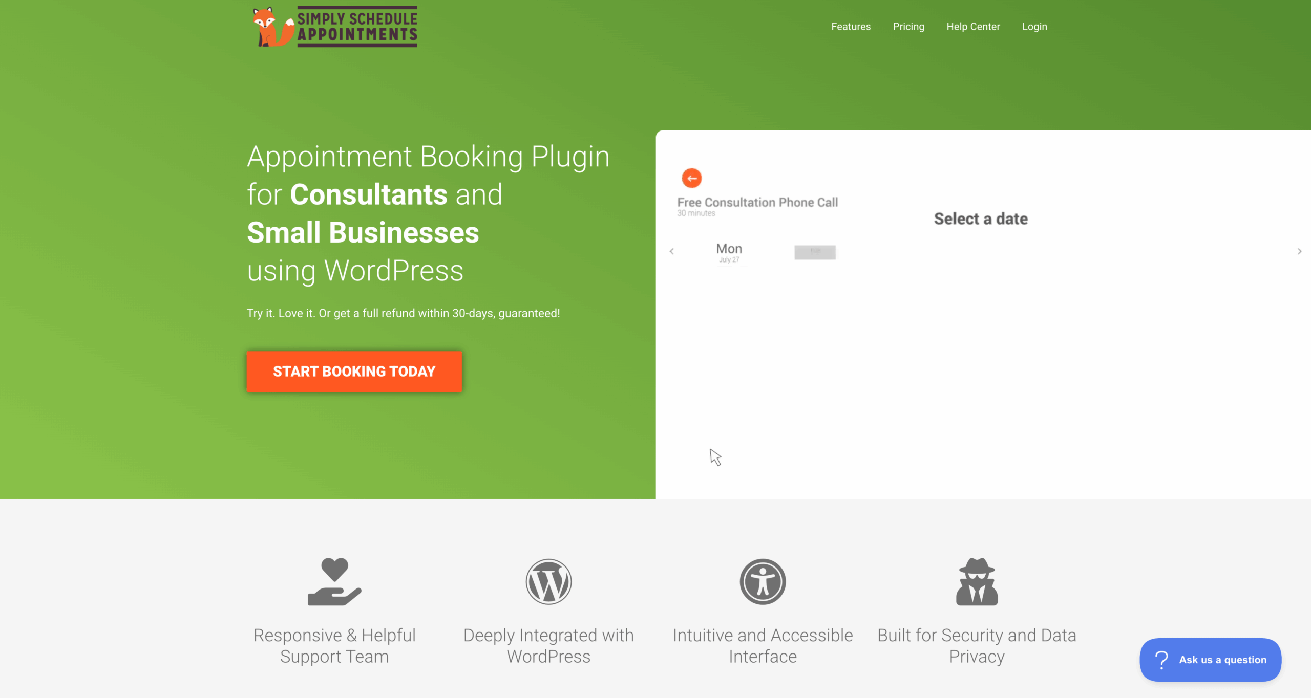 Simply Schedule Appointments Landing Page