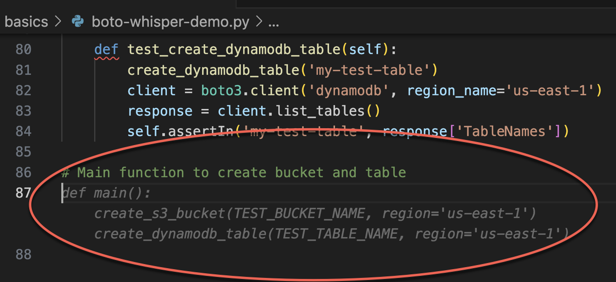 Capture d'écran de l'interface utilisateur d'Amazon CodeWhisperer