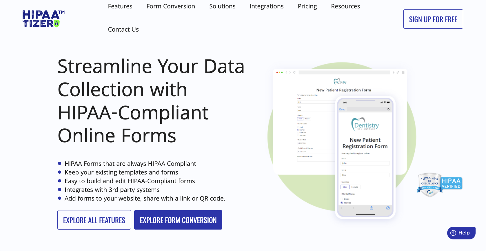 HIPAAtizer Landing Page