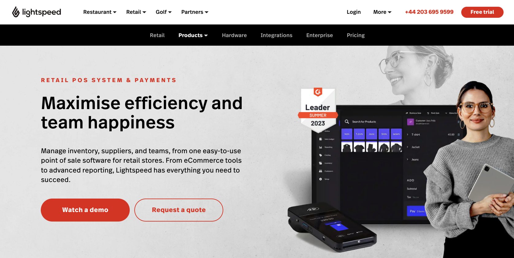 Lightspeed Retail Landing Page