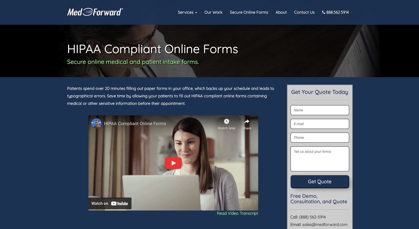 MedForward Landing Page