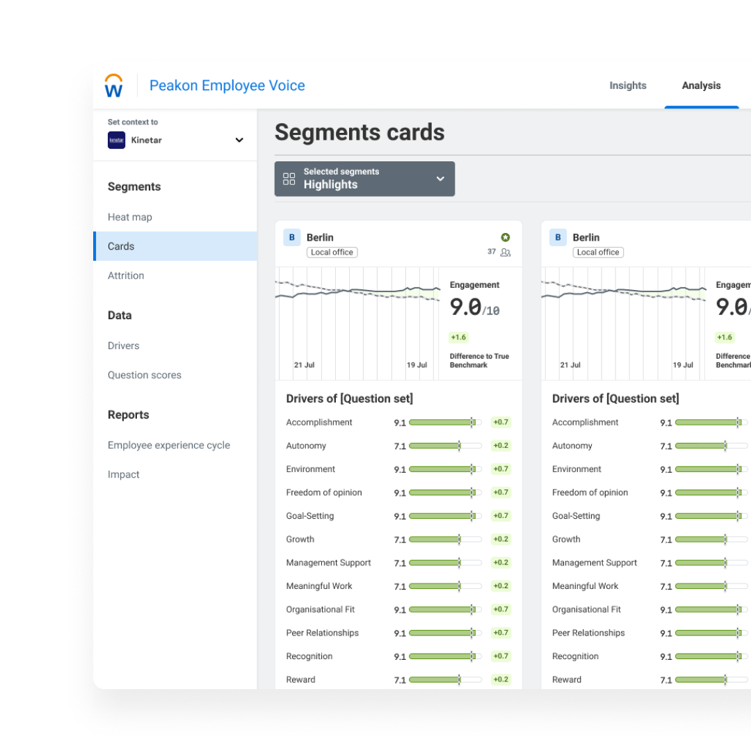 User Interface of Workday Peakon Employee Voice