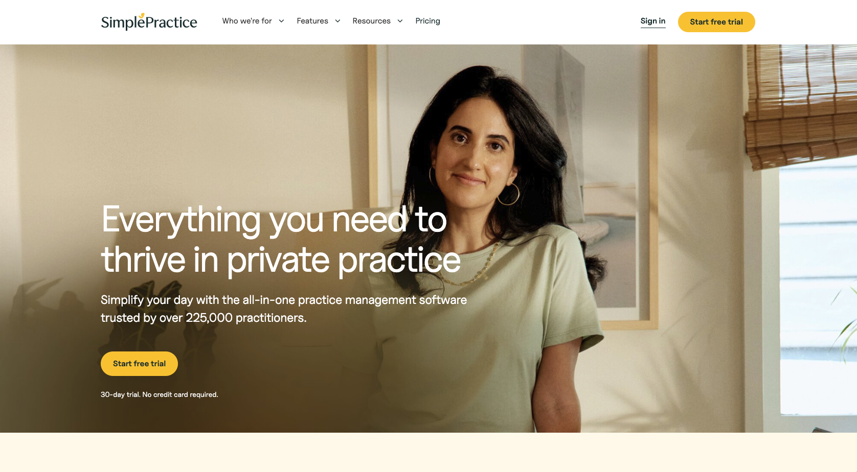 SimplePractice Landing Page