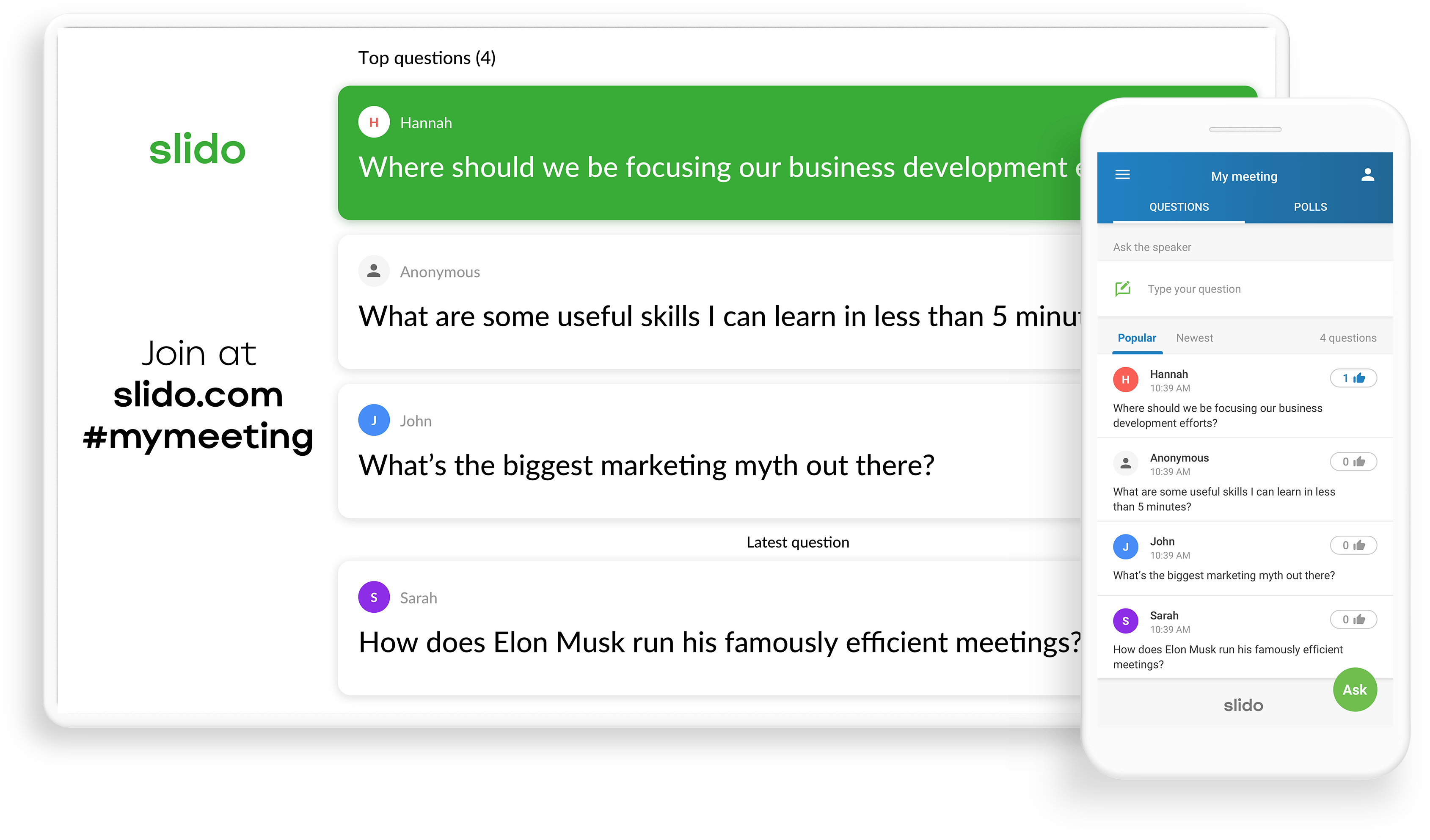 User Interface of Slido