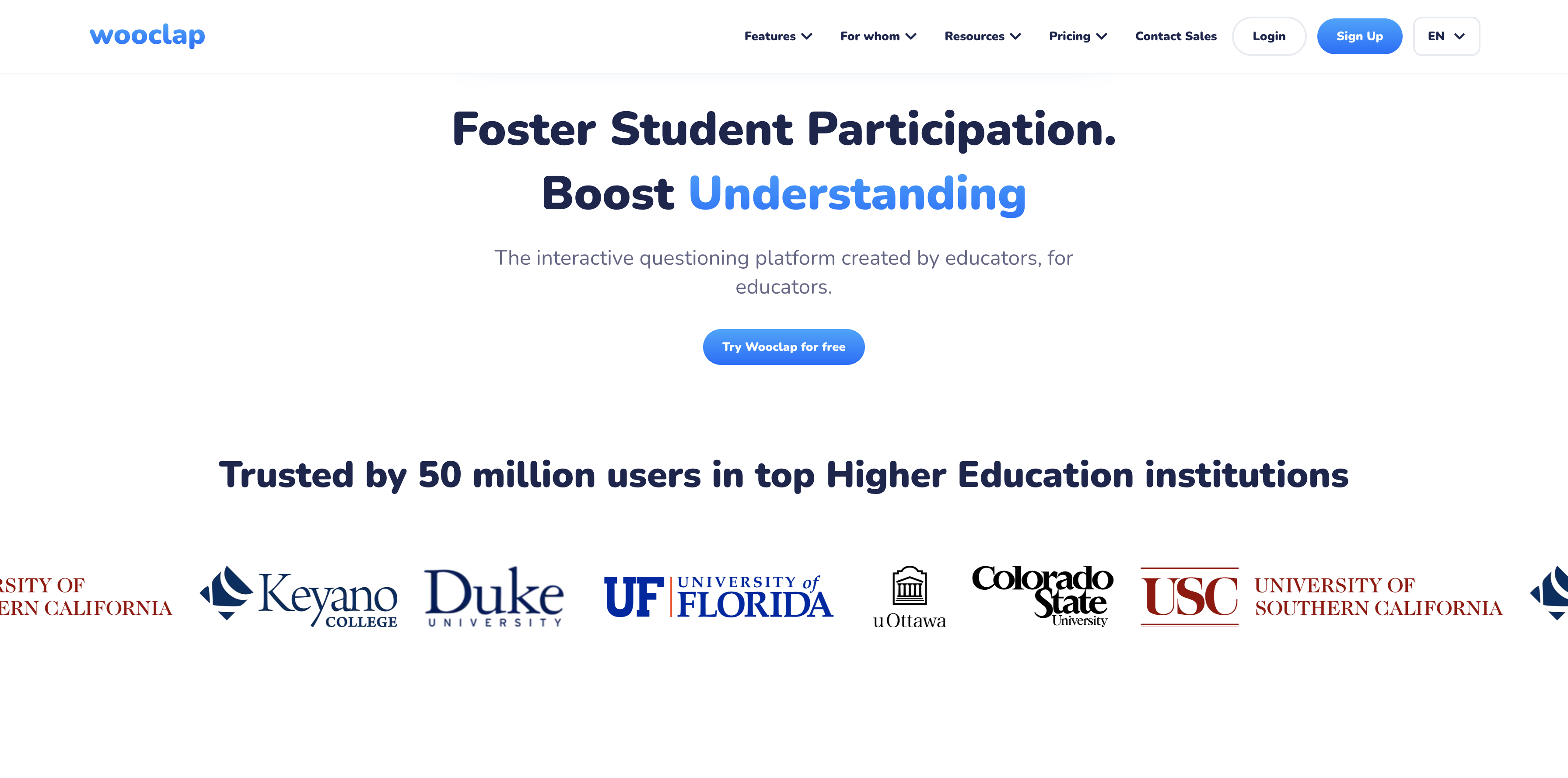 Wooclap Landing Page