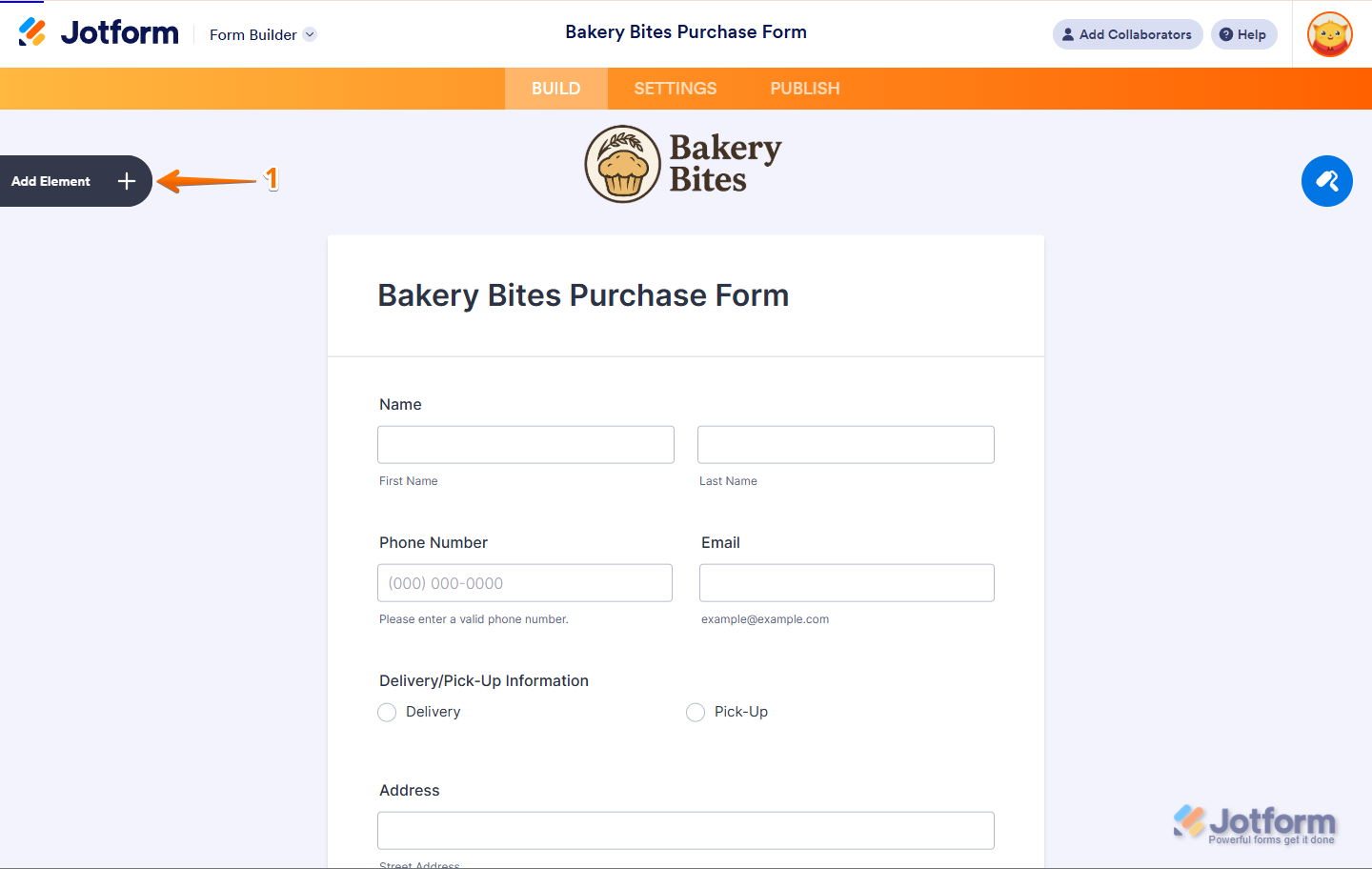 Add Element button in Jotform Form Builder