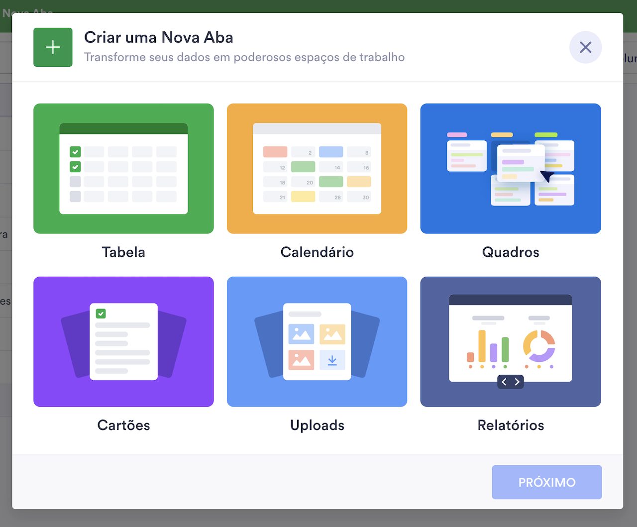 Criando nova aba no Jotform Tabelas