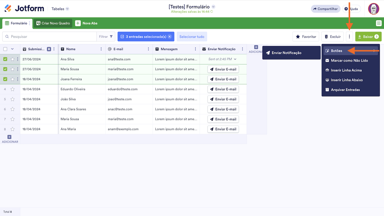 Enviar e-mail para múltiplos envios