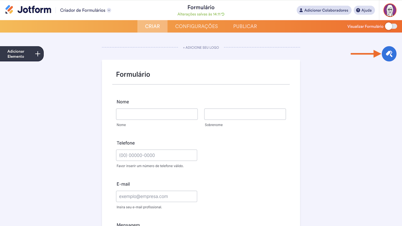 Acessando o Designer de Formulários